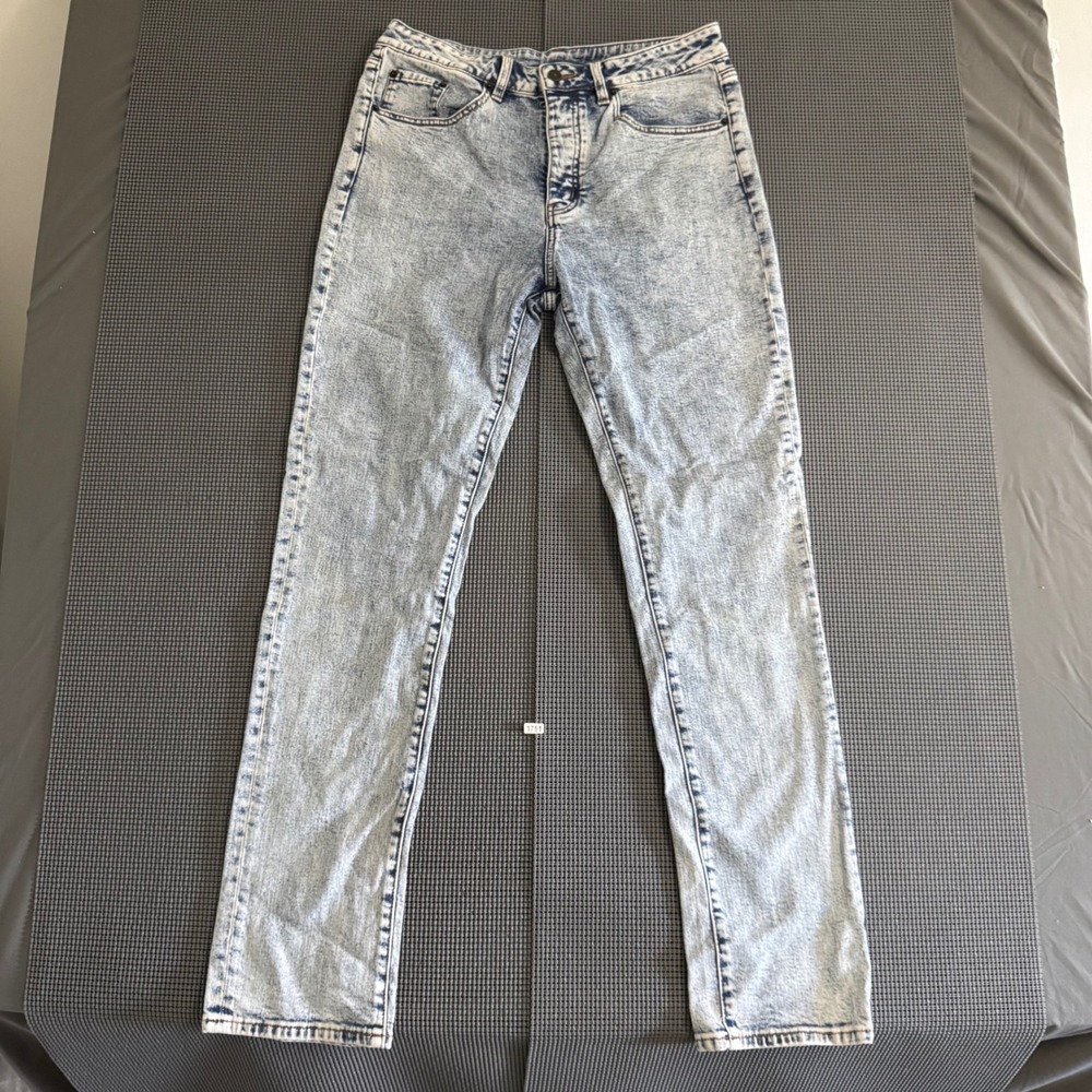 Six Week Residency SWR-D02 Slim Straight Acid Wash Jeans Mens Size 32 Light Blue
